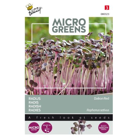 Buzzy Microgreens, Radijs Rode Daikon - Ca. 5 gr