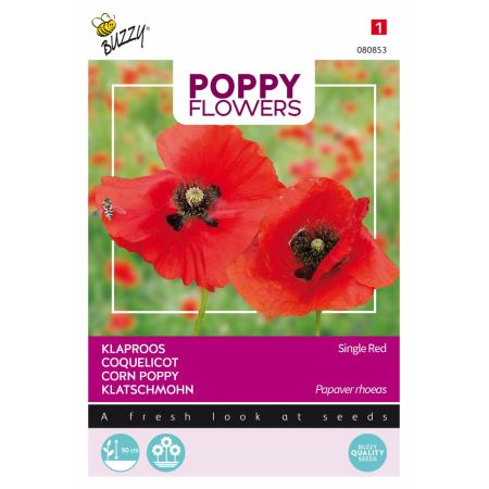 Buzzy Poppy Flowers, Klaproos Rhoeas Rood - Ca. 1 gr
