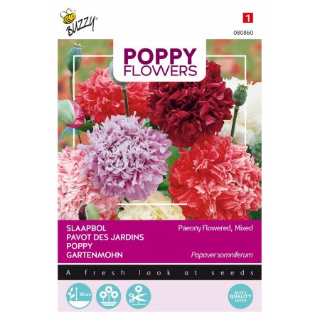 Buzzy Poppy Flowers, Slaapbol Pioenbloemige papaver - Ca. 1 gr