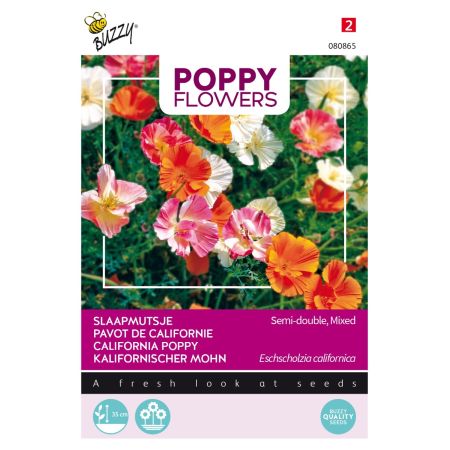 Buzzy Poppy Flowers, Slaapmutsjes Dubbelbl. Gem. - Ca. 1 gr
