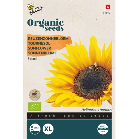 Buzzy Organic Helianthus, Reuzenzonnebloem giganteus  (BIO) - Ca. 3 gr