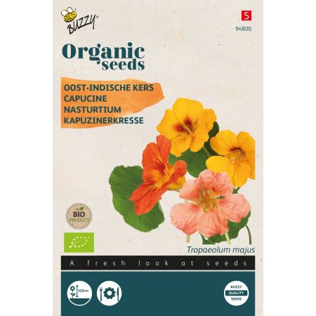 Buzzy Organic Tropaeolum, Oost-Indische kers enkelbl (BIO) - Ca. 2 gr