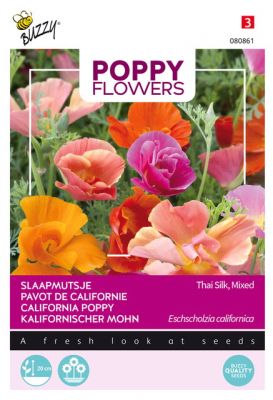 Buzzy Poppy Flowers, Papaver Thai Silk