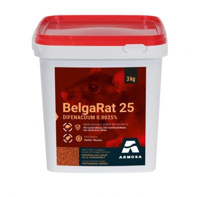 Belgarat 25 (granen tarwe) - 3 kg - Zeer krachtige ratten bestrijding voor binnen en buiten