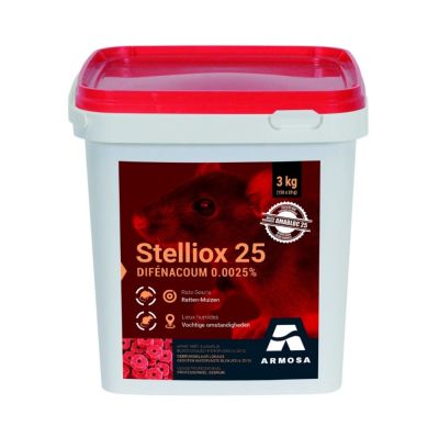 Stelliox 25 gif tegen ratten en muizen - Blok Rattengif voor buiten 3 kg